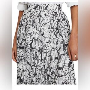 Club Monaco Black and White Floral Midi Skirt